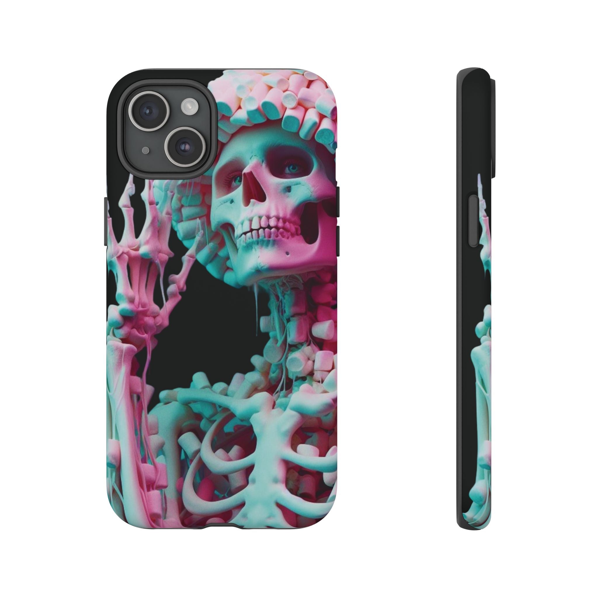 Neon Pink Skeleton (Black) Tough Phone Case for iPhone, Galaxy, or Google Pixel