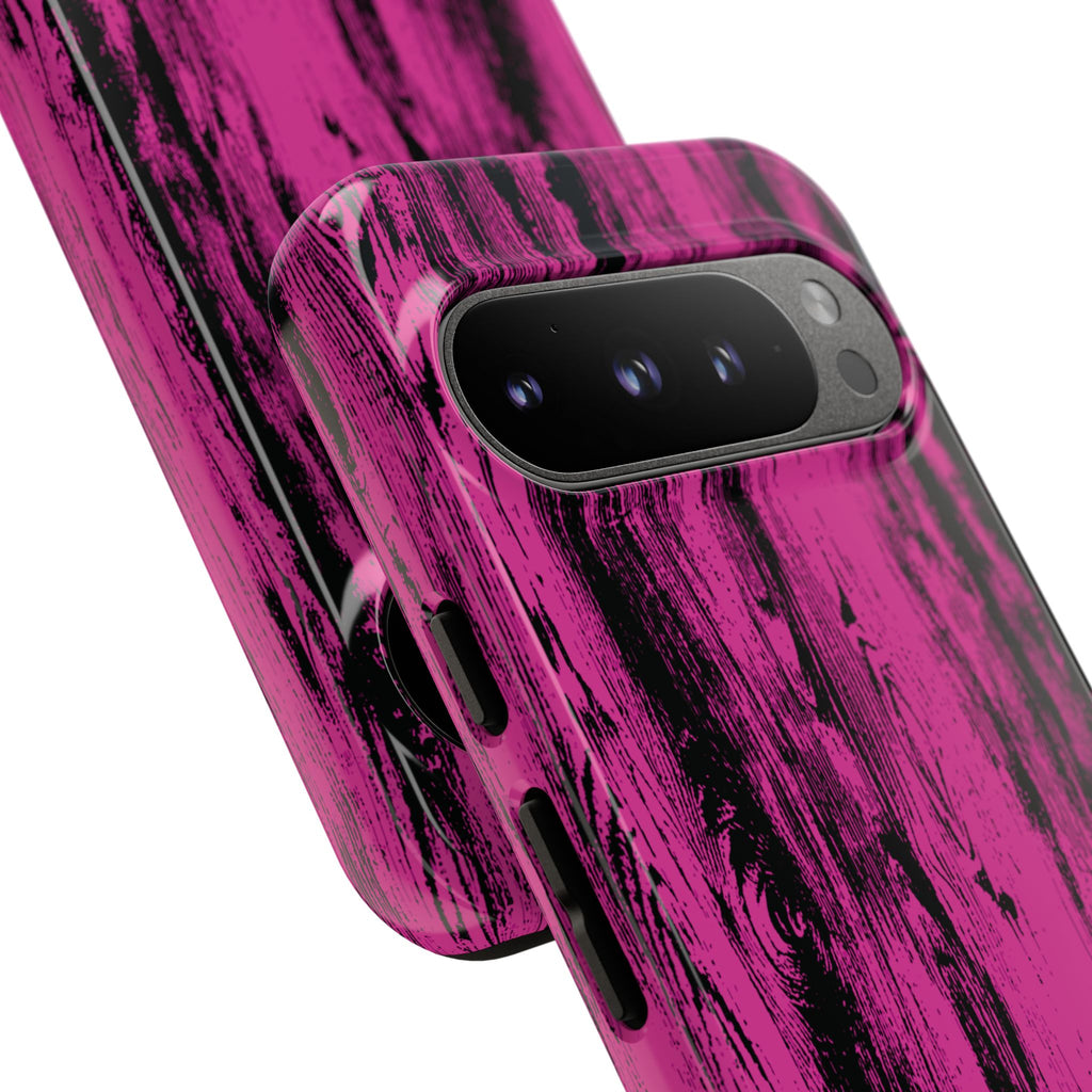 Hot Pink wood print Design Tough Phone Case for iPhone, Galaxy, or Google Pixel