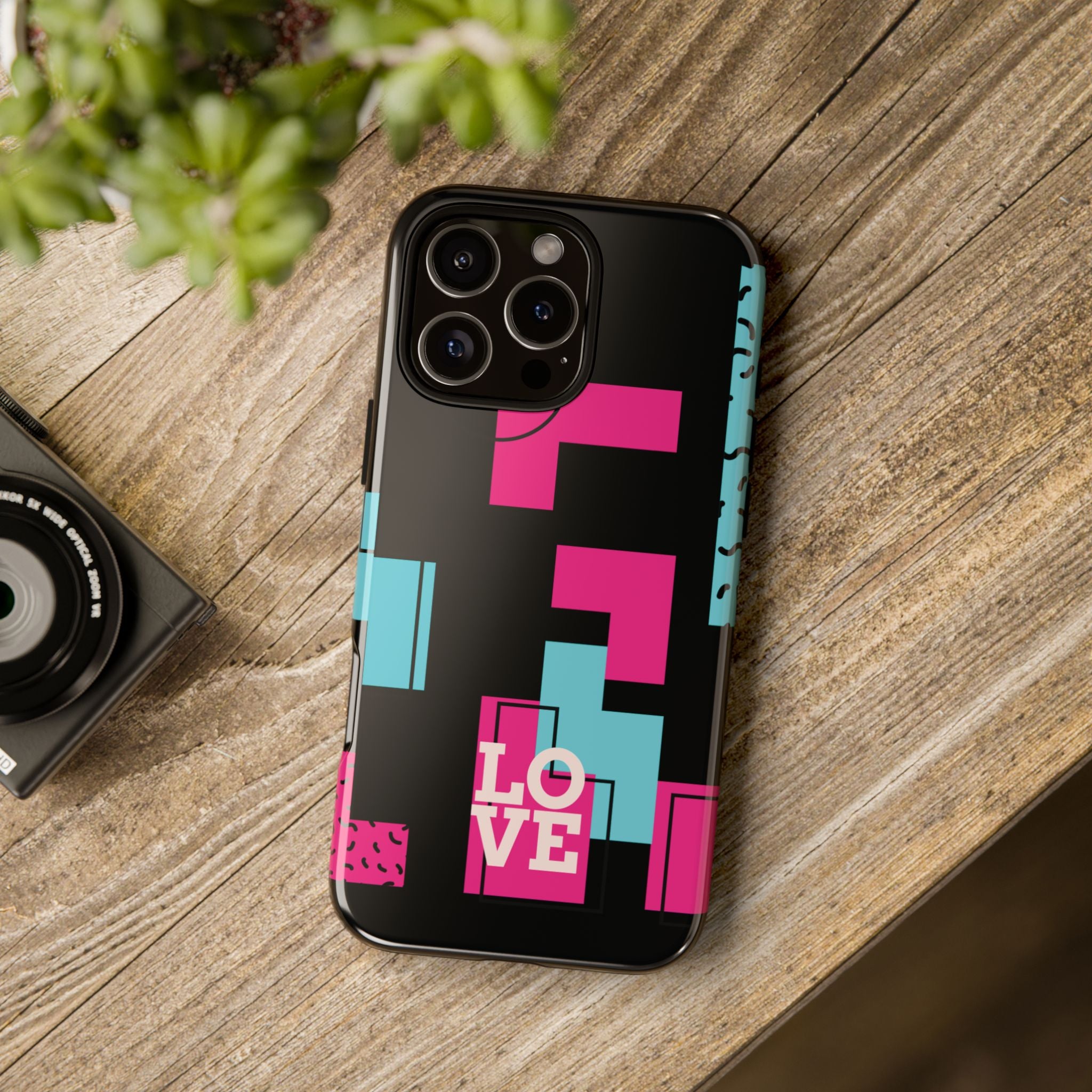 Retro Blocks LOVE Tough Case for iPhone, Galaxy or Google Pixel