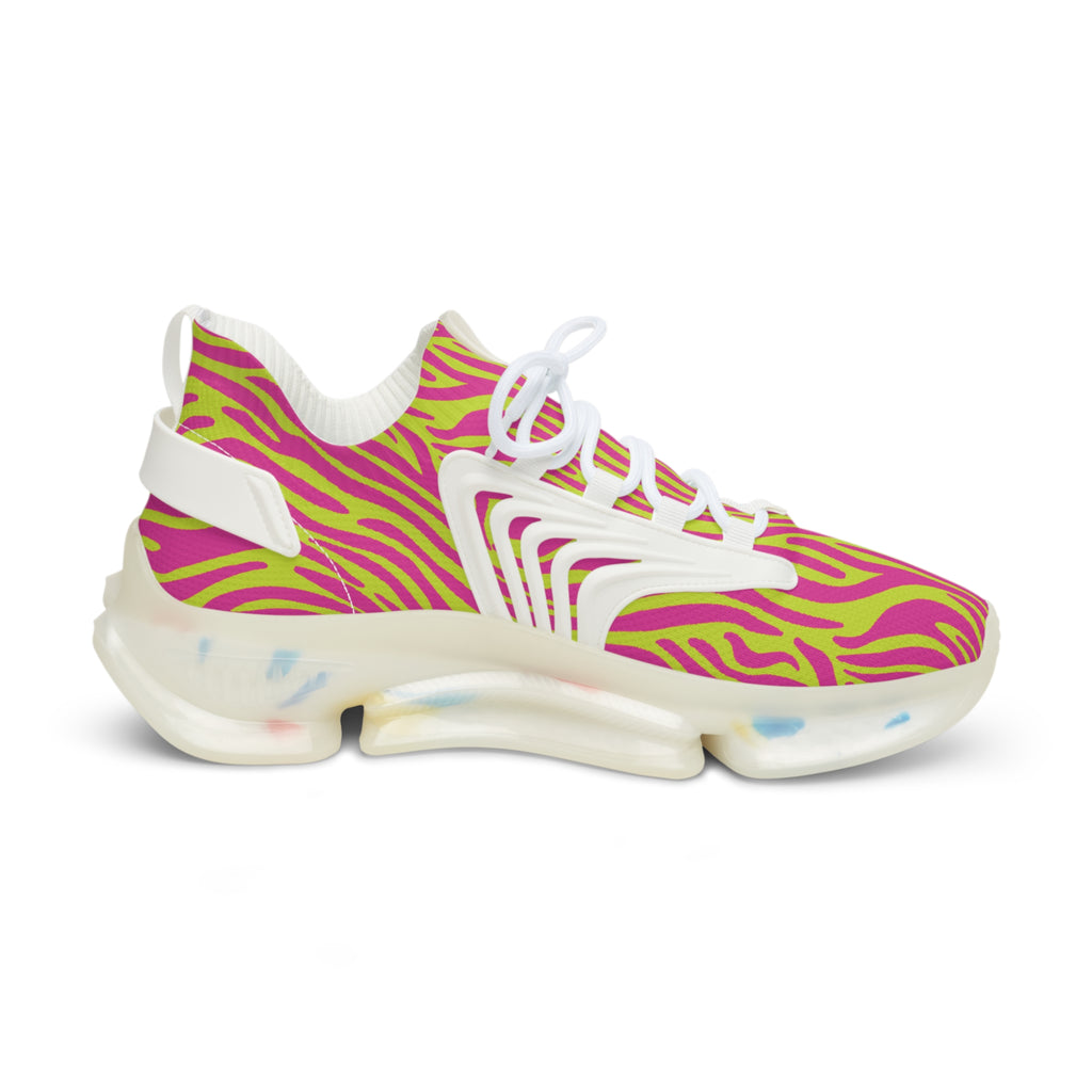 Neon Pink Lime Green Zebra Men's Mesh Sneakers