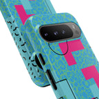 LOVE Aqua Blue Leopard RG Tough Phone Case iPhone, Galaxy, or Google Pixel