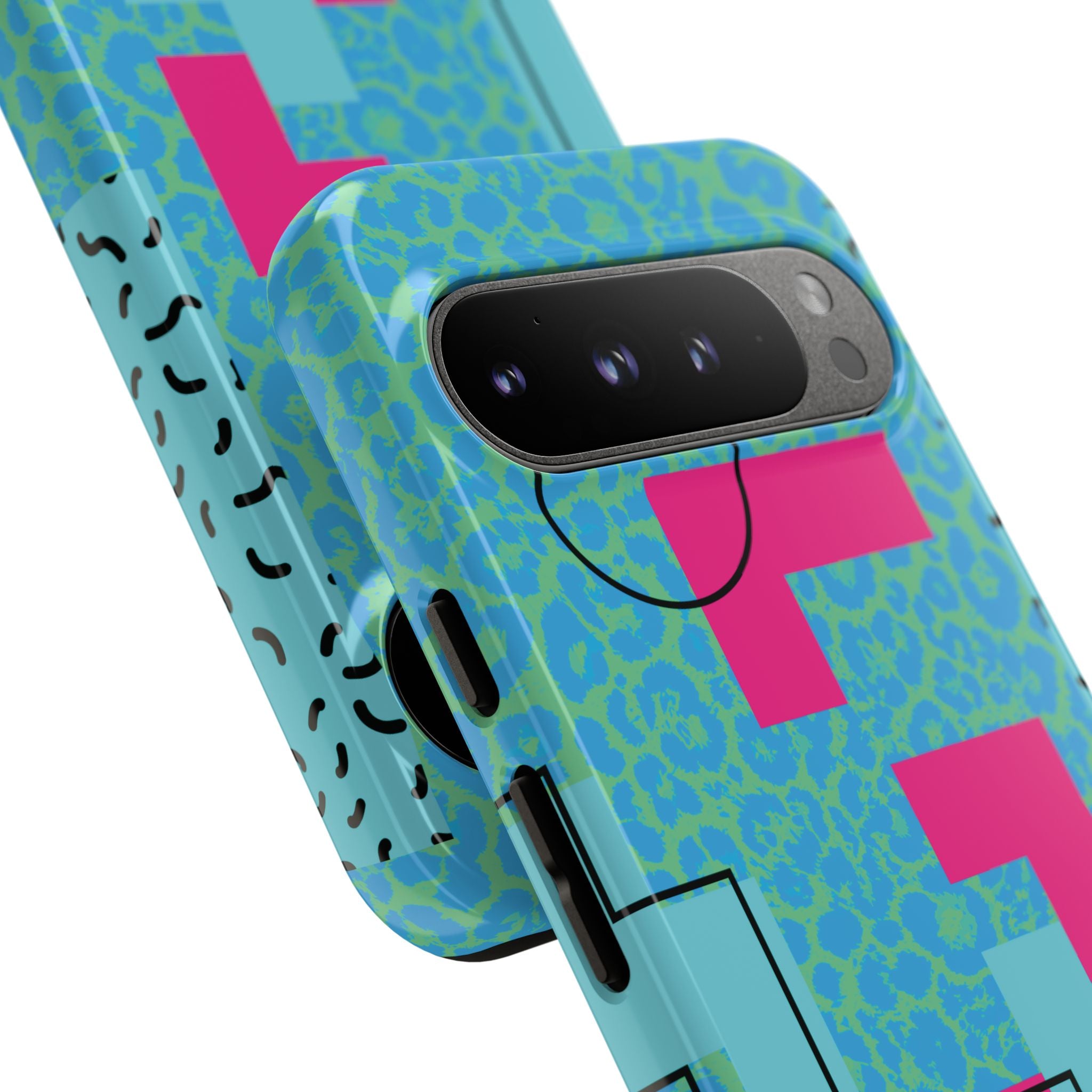 LOVE Aqua Blue Leopard RG Tough Phone Case iPhone, Galaxy, or Google Pixel