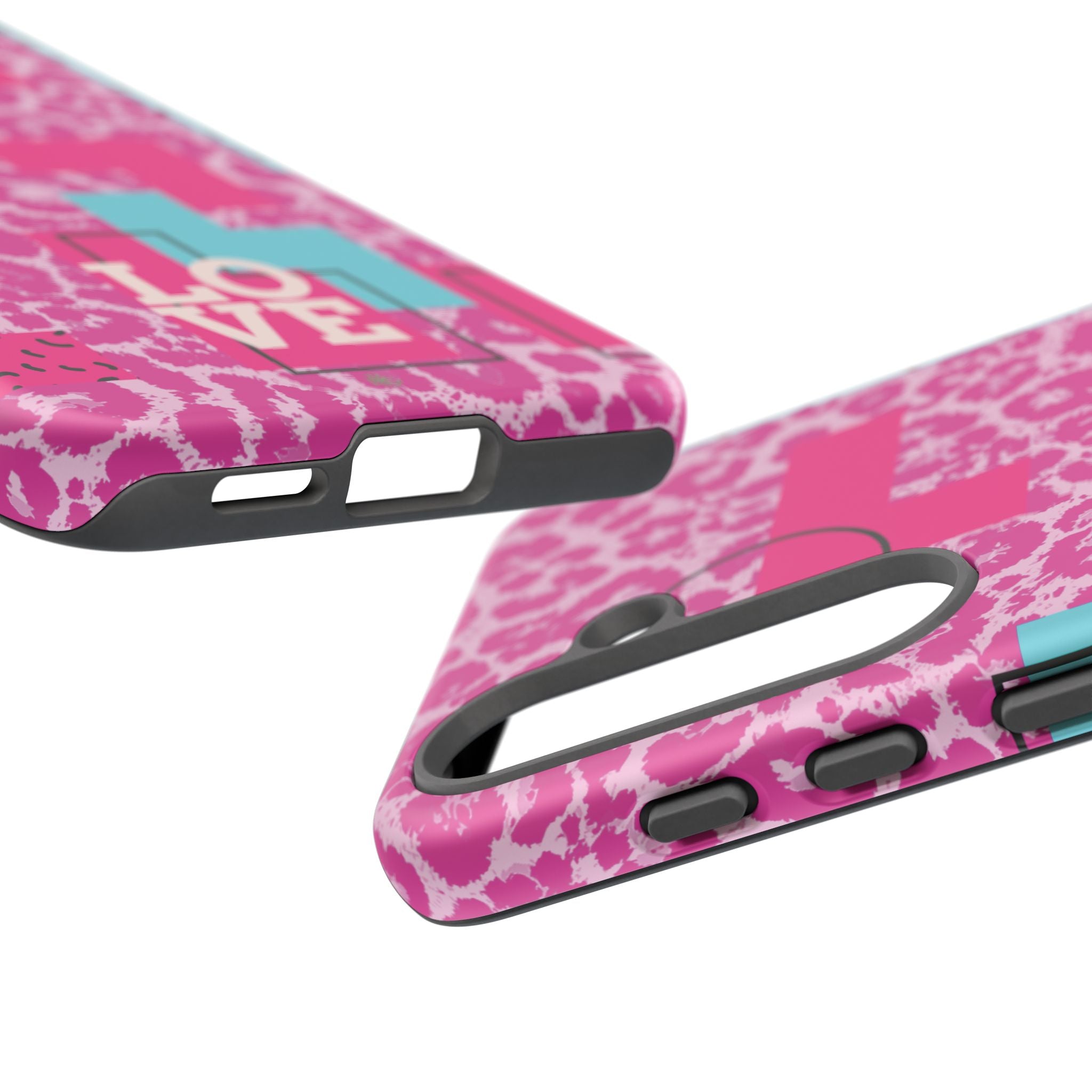 Retro Love Pink Leopard RG Tough Phone Case for iPhone, Galaxy, or Google Pixel