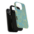 Blue Gold Zebra Tough Case for iPhone, Galaxy, or Google Pixel