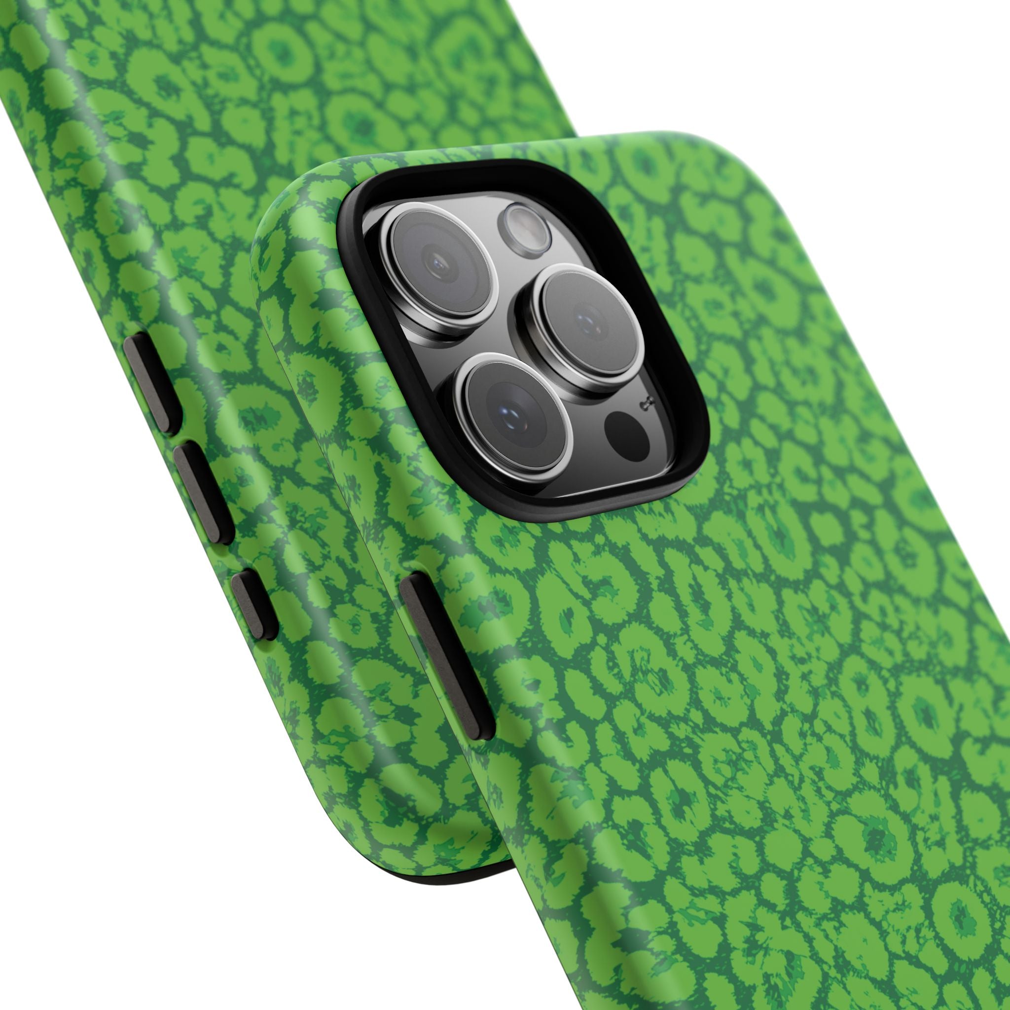 Neon Green Leopard Tough Phone Case for iPhone, Galaxy, or Google Pixel