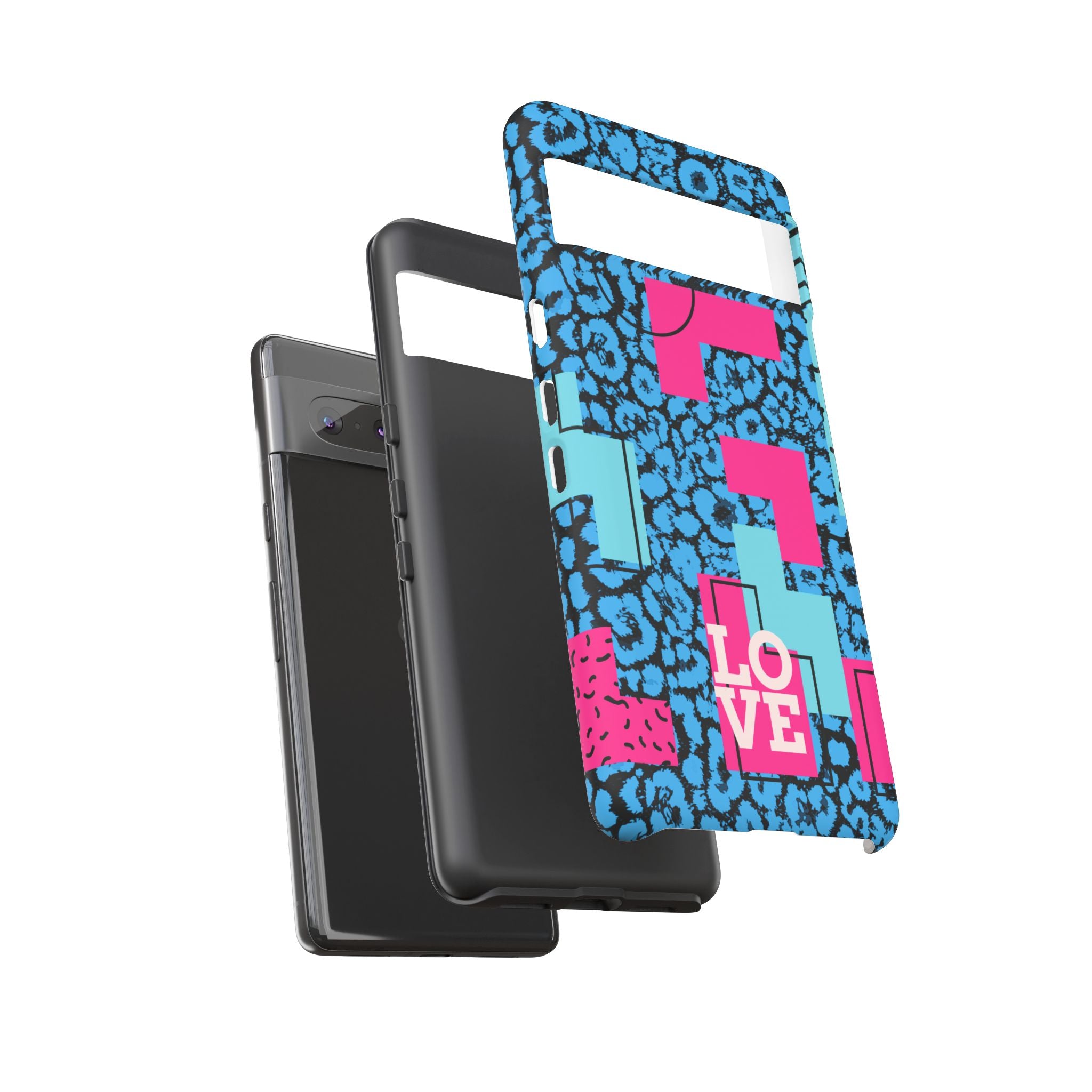 LOVE Blue Leopard 80s Vibe Tough Case for iPhone, Galaxy, or Google Pixel