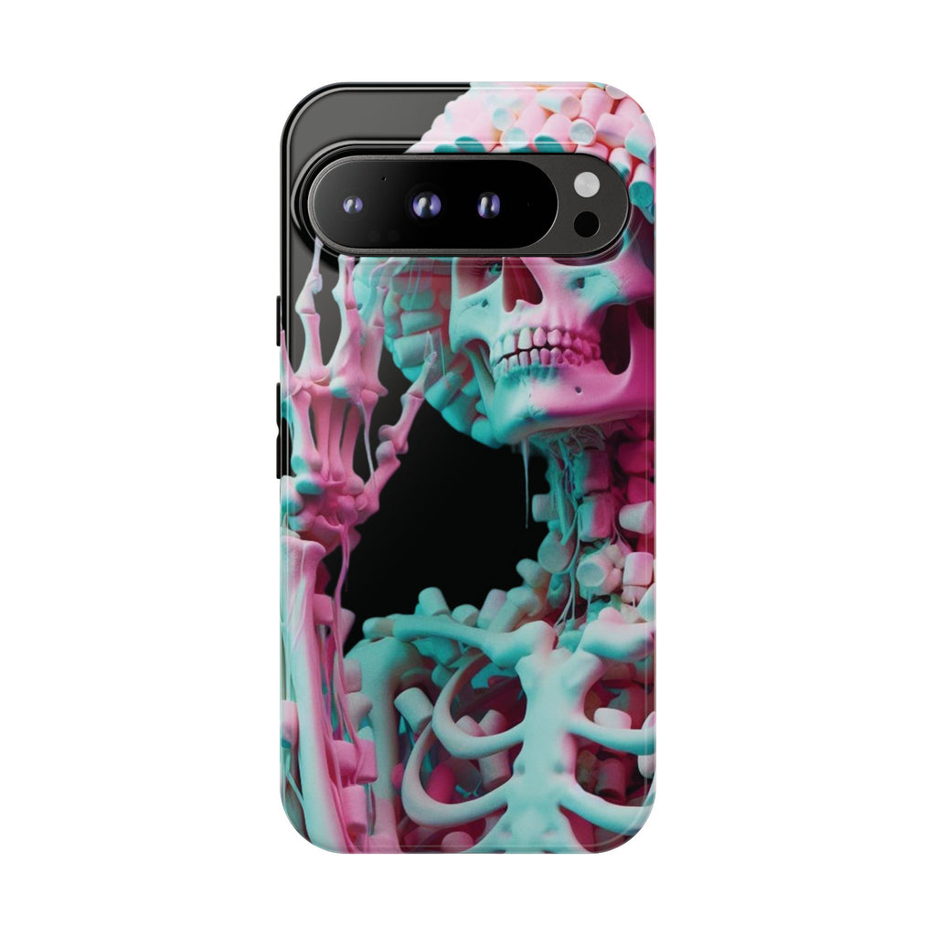 Neon Pink Skeleton (Black) Tough Phone Case for iPhone, Galaxy, or Google Pixel