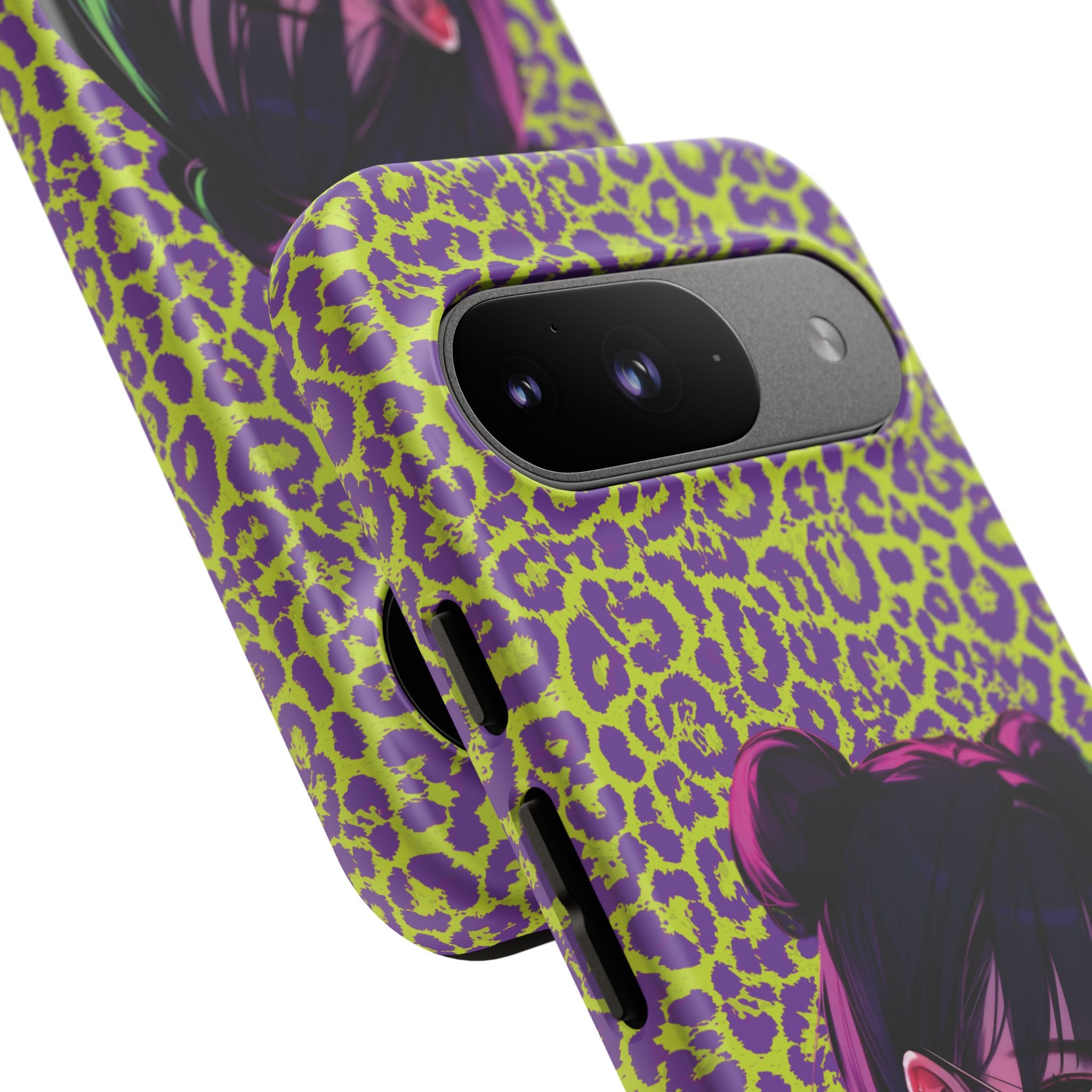 Purple Neon Lime Leopard Kz Tough Case for iPhone, Galaxy, or Google Pixel