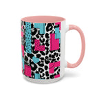 Retro Vibes Love Blocks Leopard Print Coffee Mug Kitchen Decor, Gift