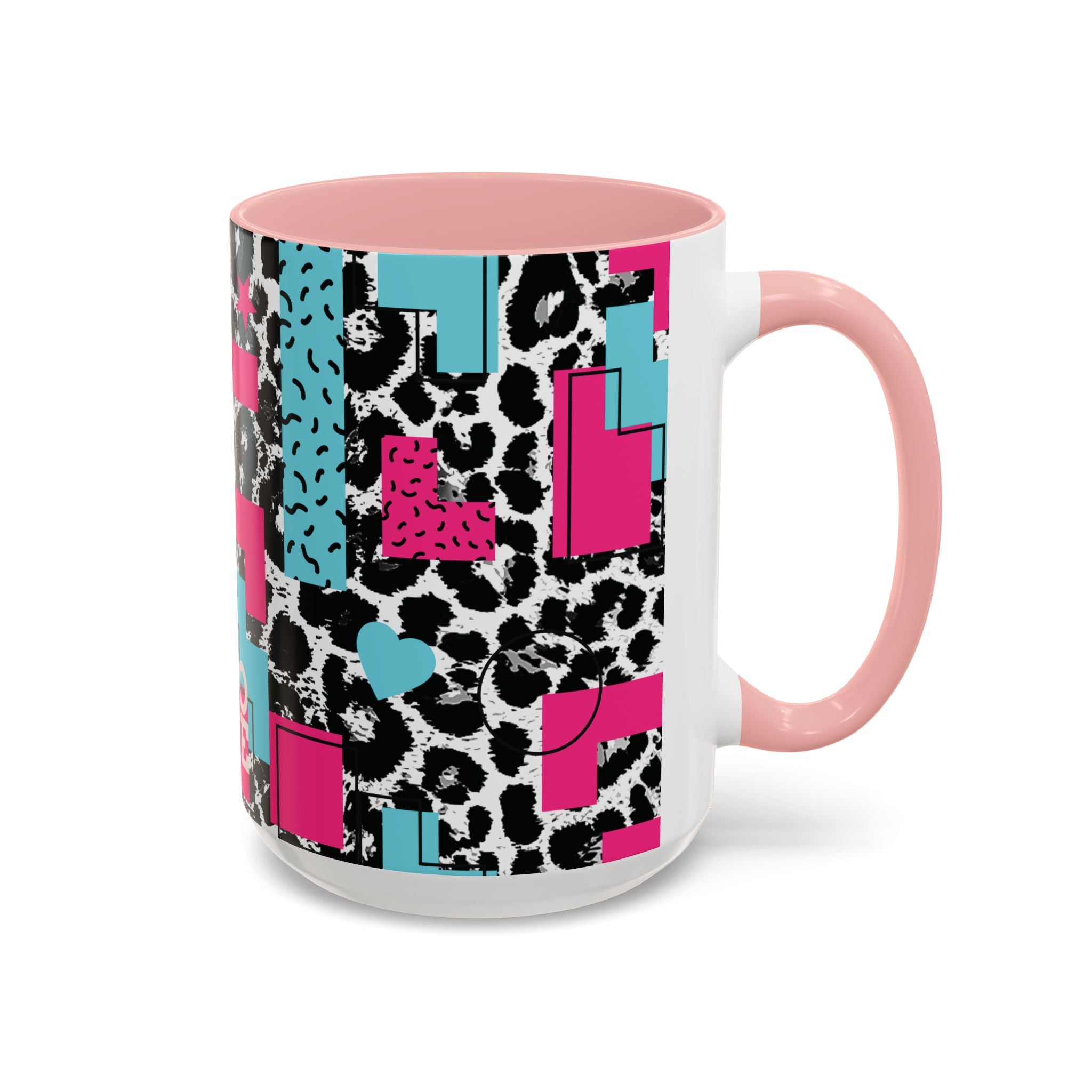 Retro Vibes Love Blocks Leopard Print Coffee Mug Kitchen Decor, Gift