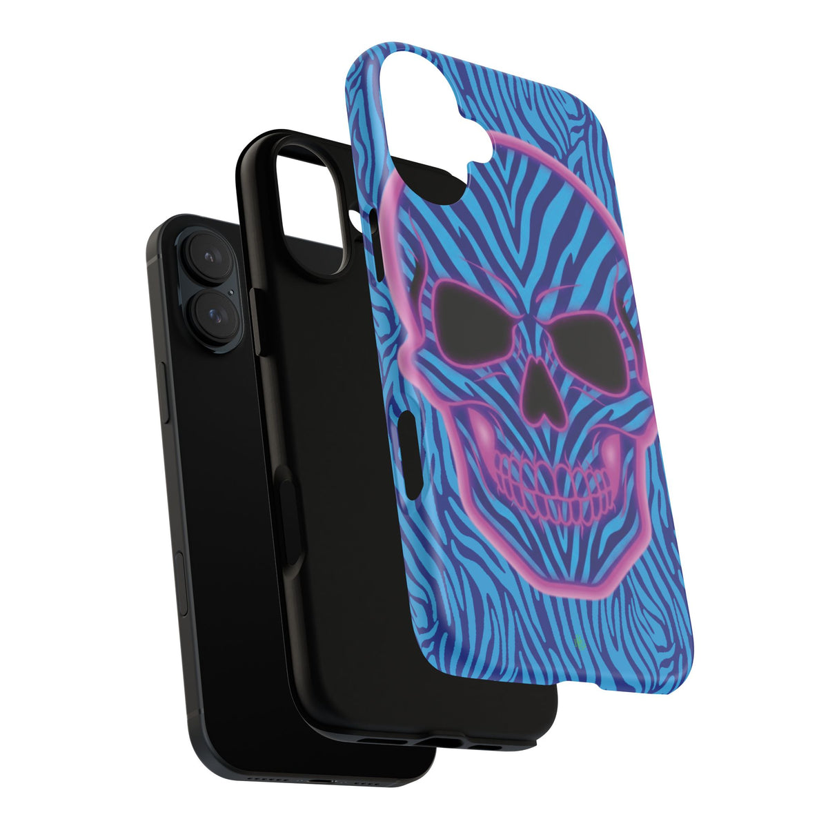 Neon Zebra Skull Tough Phone Case for iPhone, Galaxy, or Google Pixel