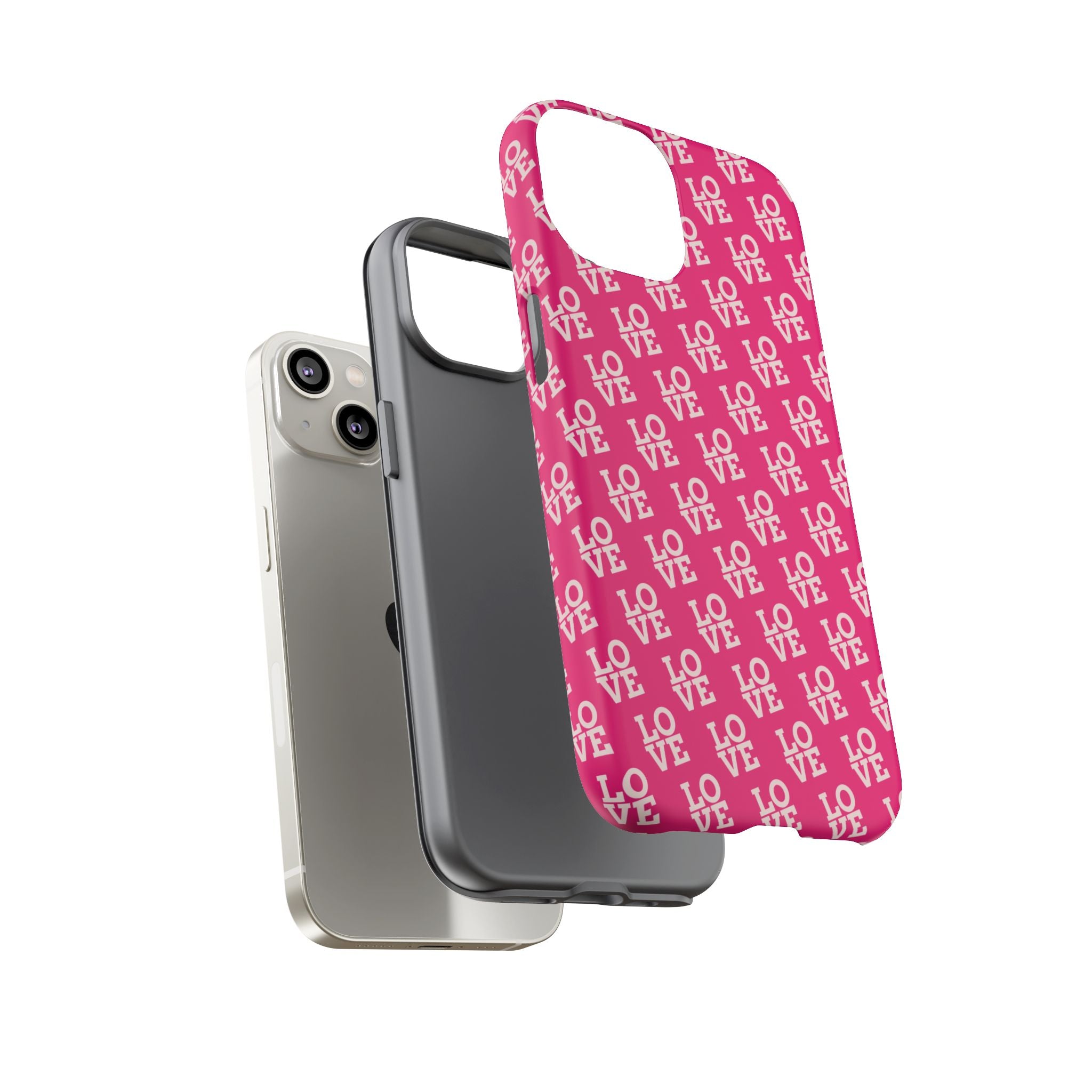 Vibrant Pink LOVE Tough Case iPhone, Galaxy, or Google Pixel