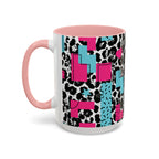 Retro Vibes Love Blocks Leopard Print Coffee Mug Kitchen Decor, Gift