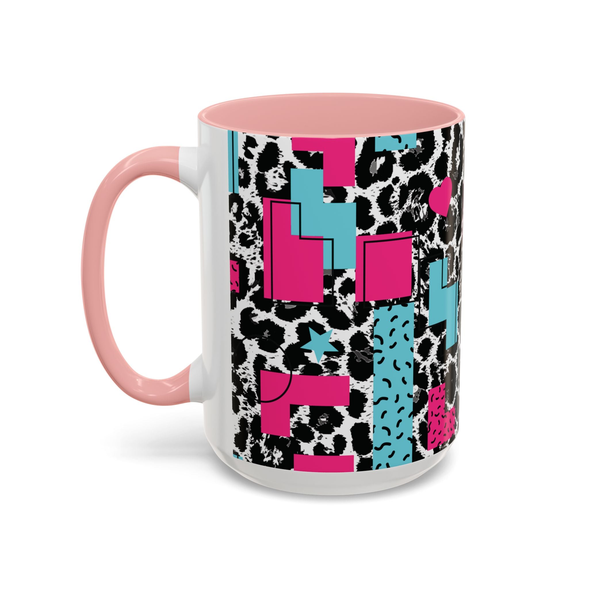 Retro Vibes Love Blocks Leopard Print Coffee Mug Kitchen Decor, Gift
