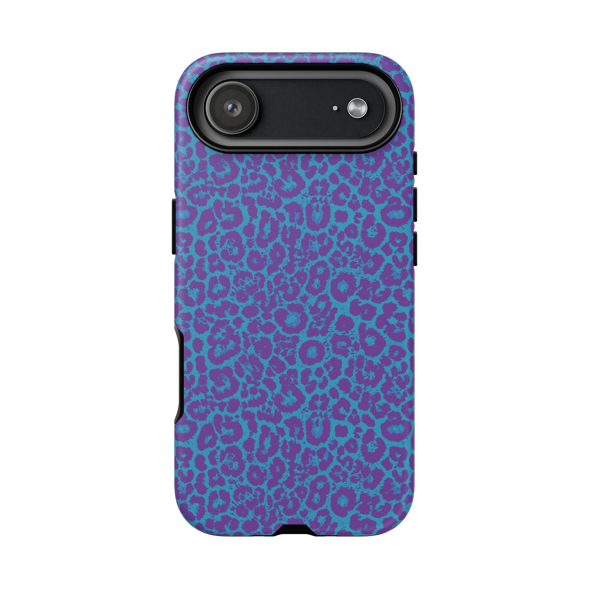 Leopard Printed Purple Blue Tough Phone Case for iPhone, Galaxy, or Google Pixel