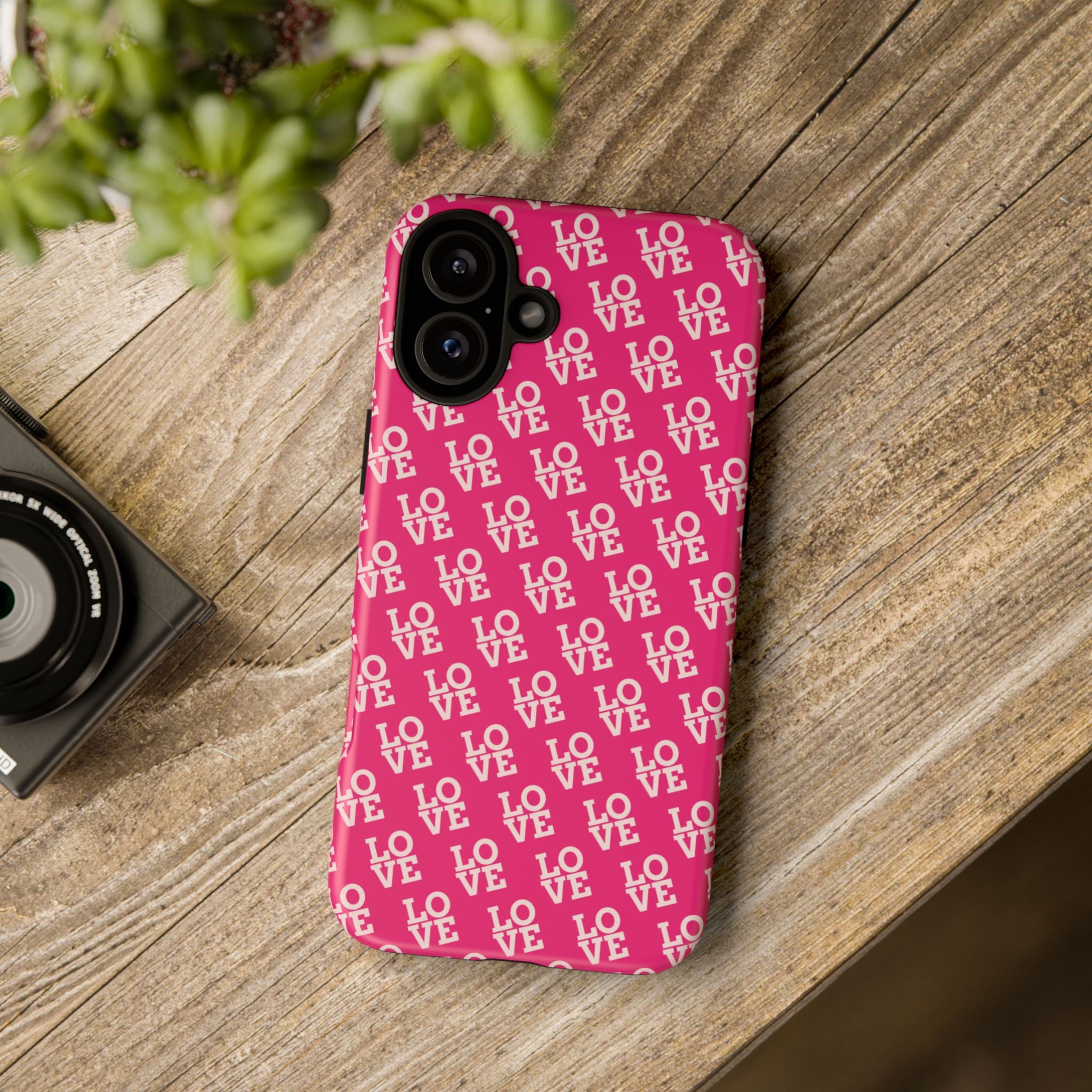 Vibrant Pink LOVE Tough Case iPhone, Galaxy, or Google Pixel