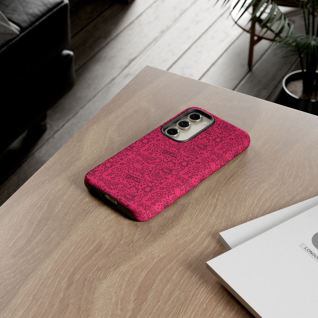 Pink Wow Tough Case for iPhone, Galaxy, or Google Pixel