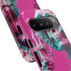 Neon Pink Skeleton Tough Phone Case for iPhone, Galaxy and Google Pixel