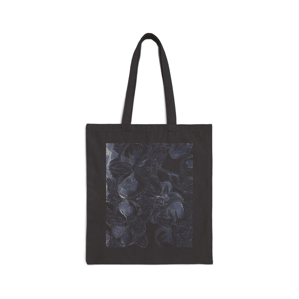Orchids Print Cotton Canvas Tote Bag