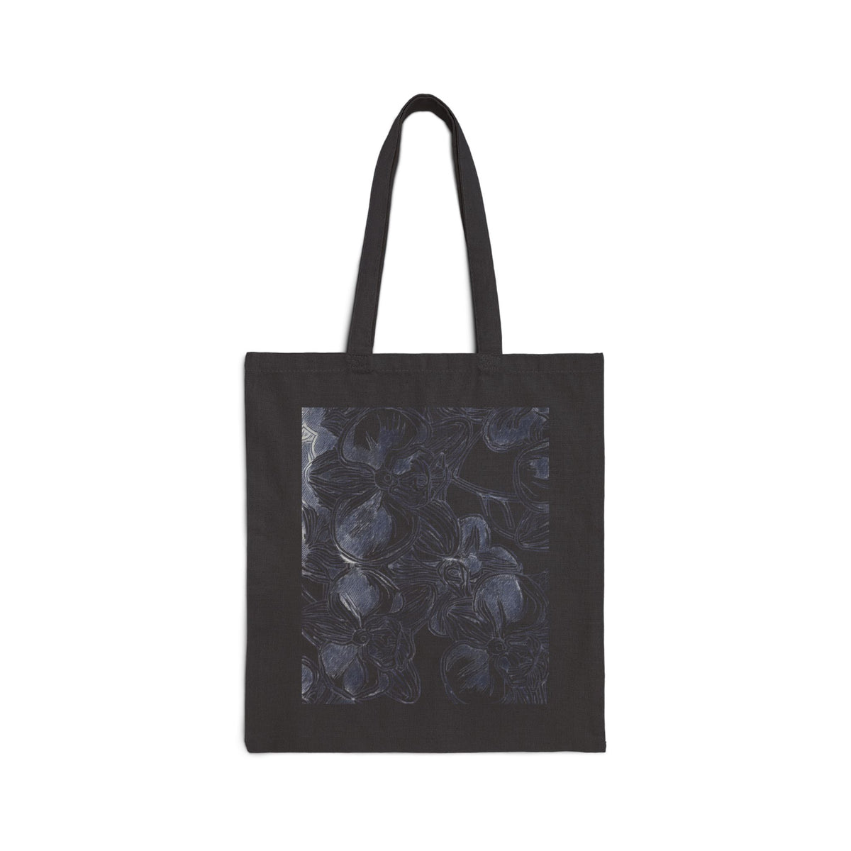 Orchids Print Cotton Canvas Tote Bag