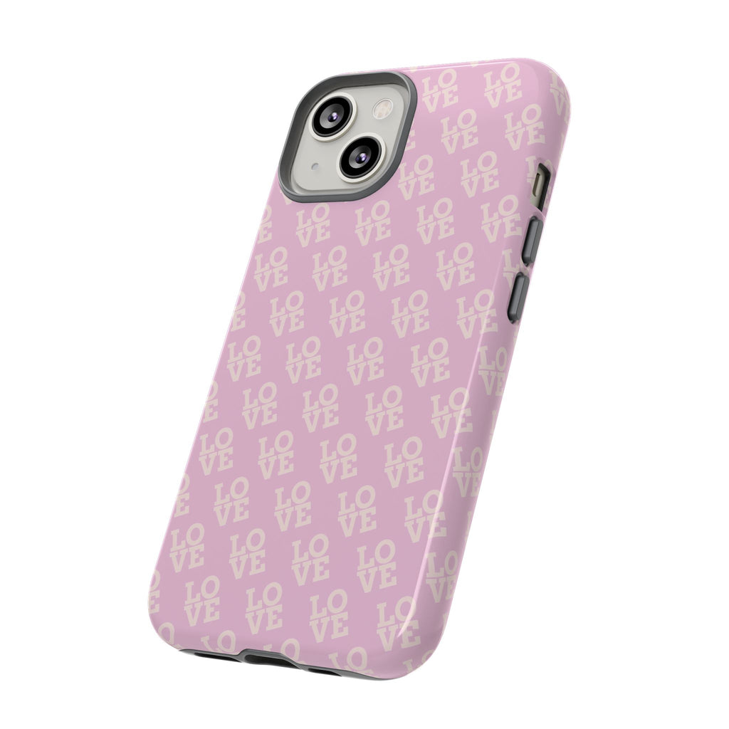 Pink 'LOVE' Pattern Tough Phone Case