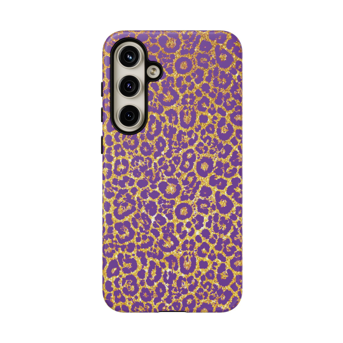 Purple Gold Leopard Tough Phone Case for iPhone, Galaxy, or Google Pixel