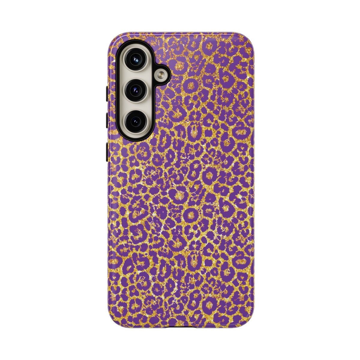 Purple Gold Leopard Tough Phone Case for iPhone, Galaxy, or Google Pixel