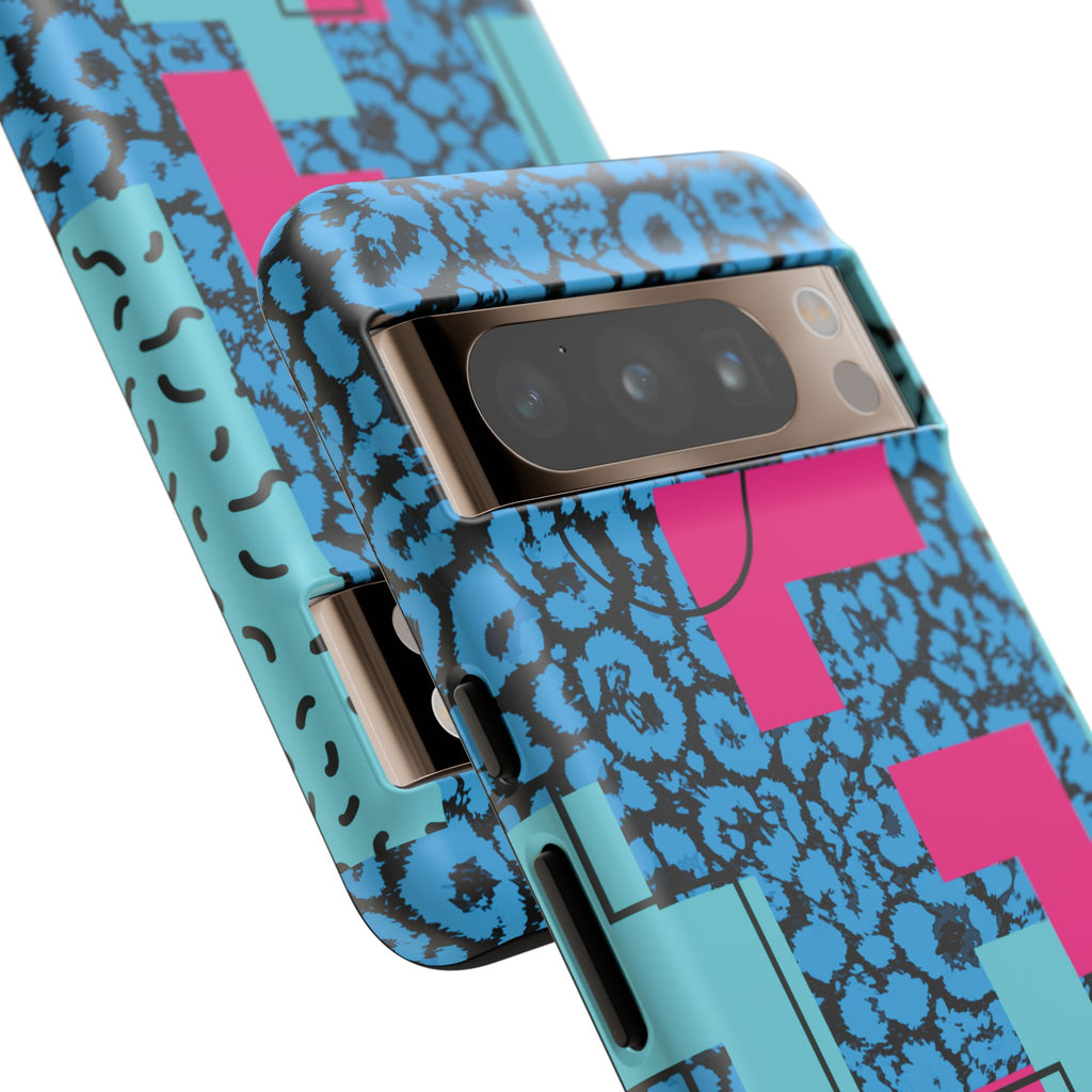 LOVE Blue Leopard 80s Vibe Tough Case for iPhone, Galaxy, or Google Pixel