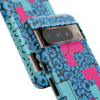 LOVE Blue Leopard 80s Vibe Tough Case for iPhone, Galaxy, or Google Pixel