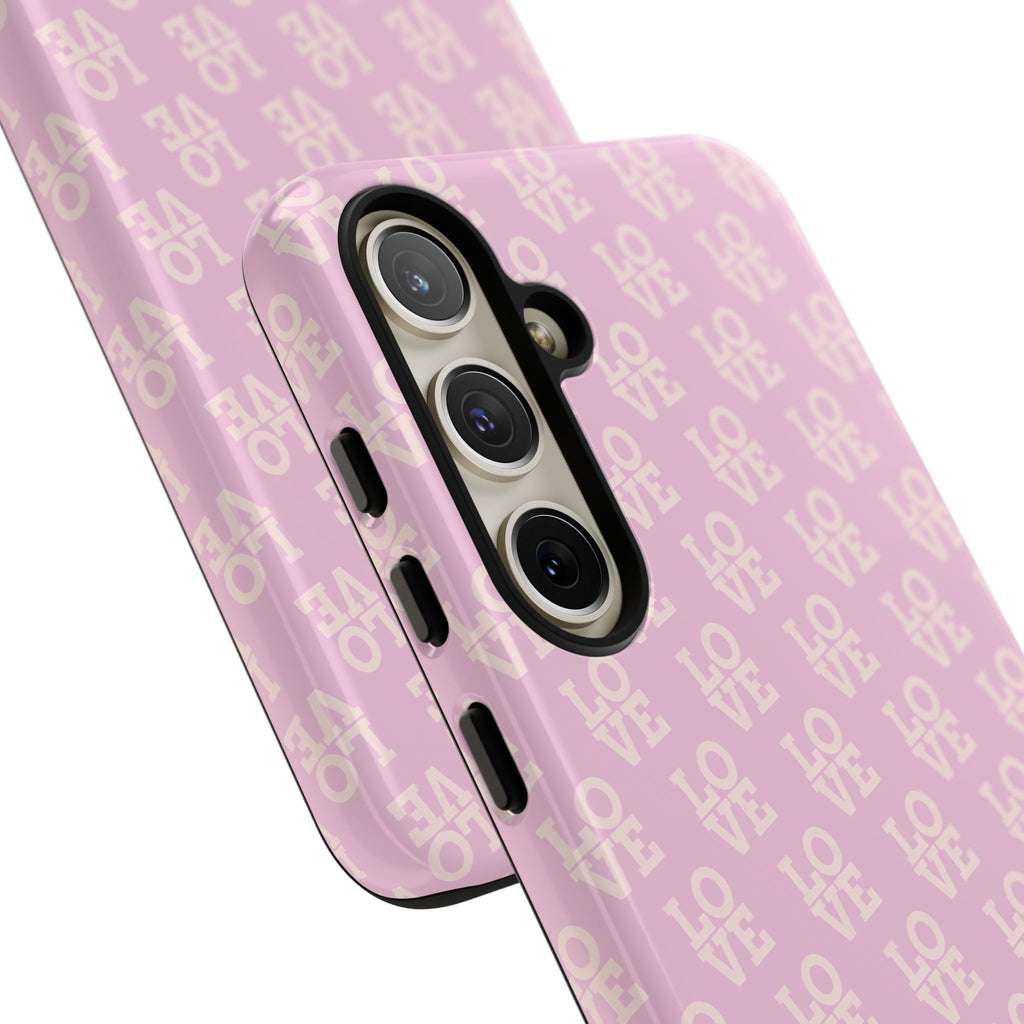 LOVE Pink Tough Phone Case for iPhone, Galaxy, or Google Pixel