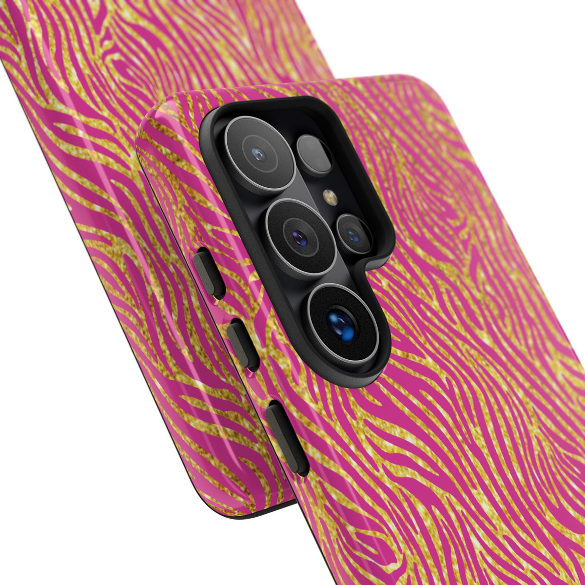 Pink Gold Zebra Print Tough Case for iPhone, Galaxy, or Google Pixel