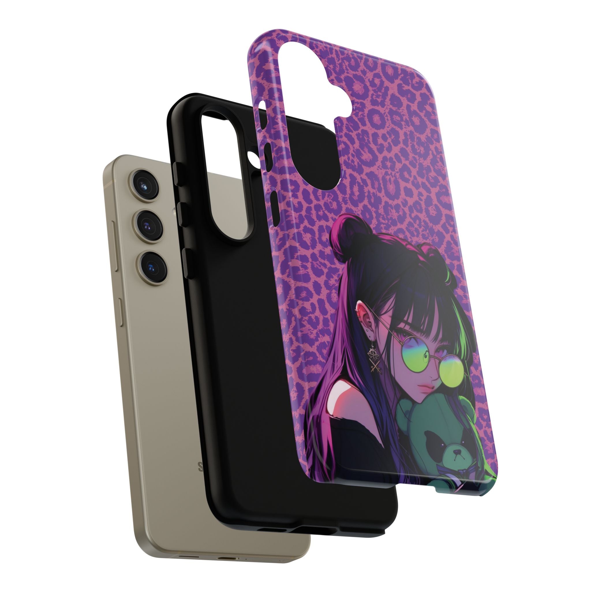 Purple Pink Leopard Kz iPhone, Galaxy and Google Tough Cases