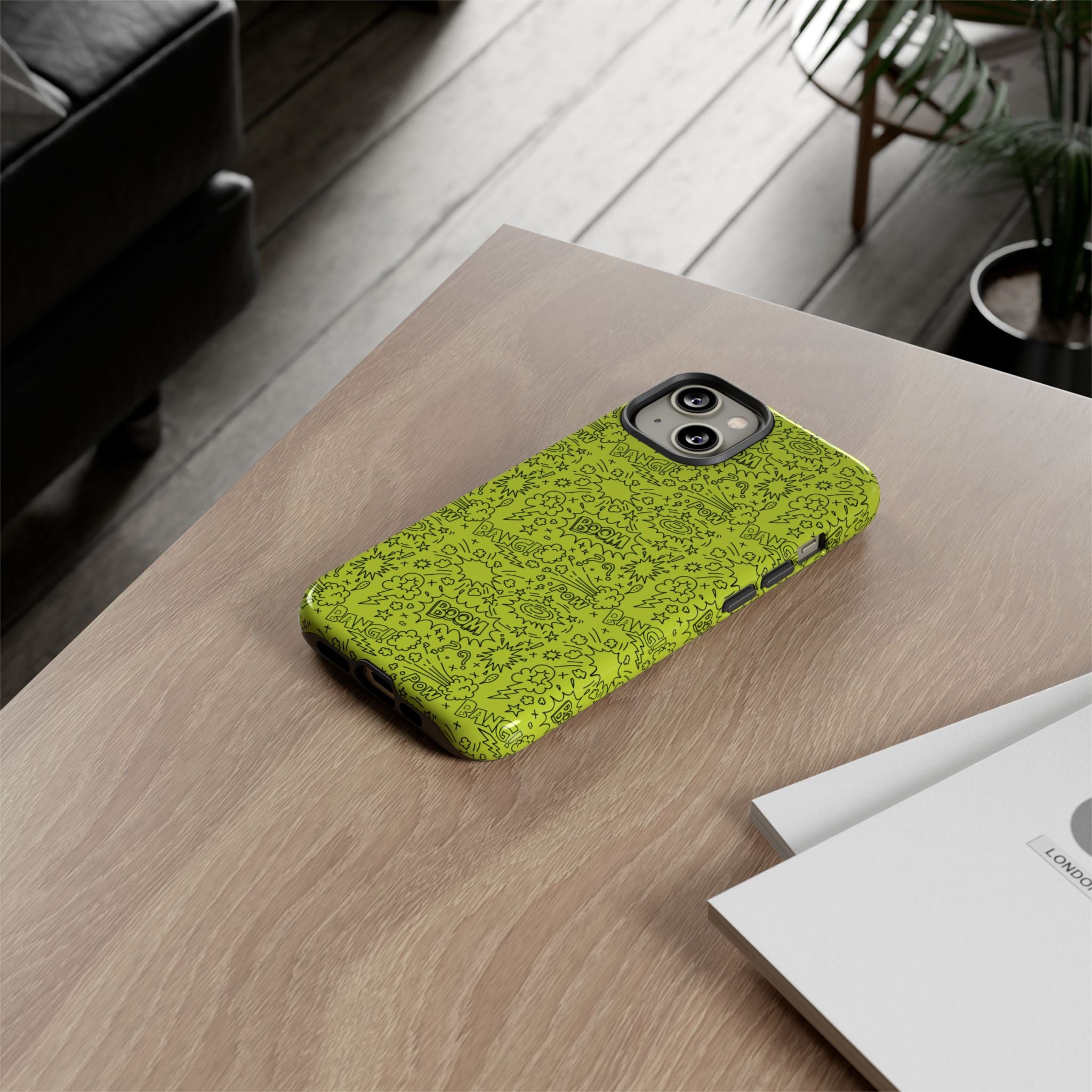 Neon Lime Wow Tough Case for iPhone, Galaxy, or Google Pixel