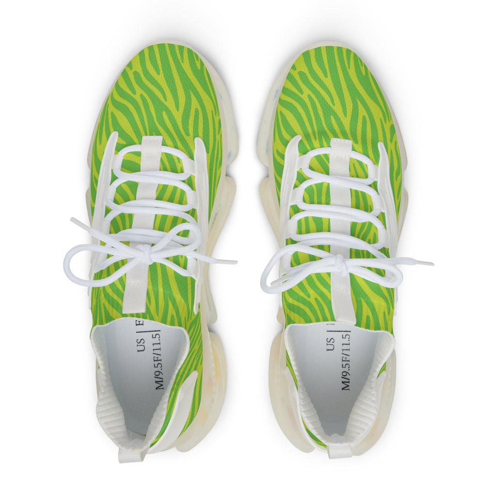 Neon Lime Zebra Men's Mesh Sneakers