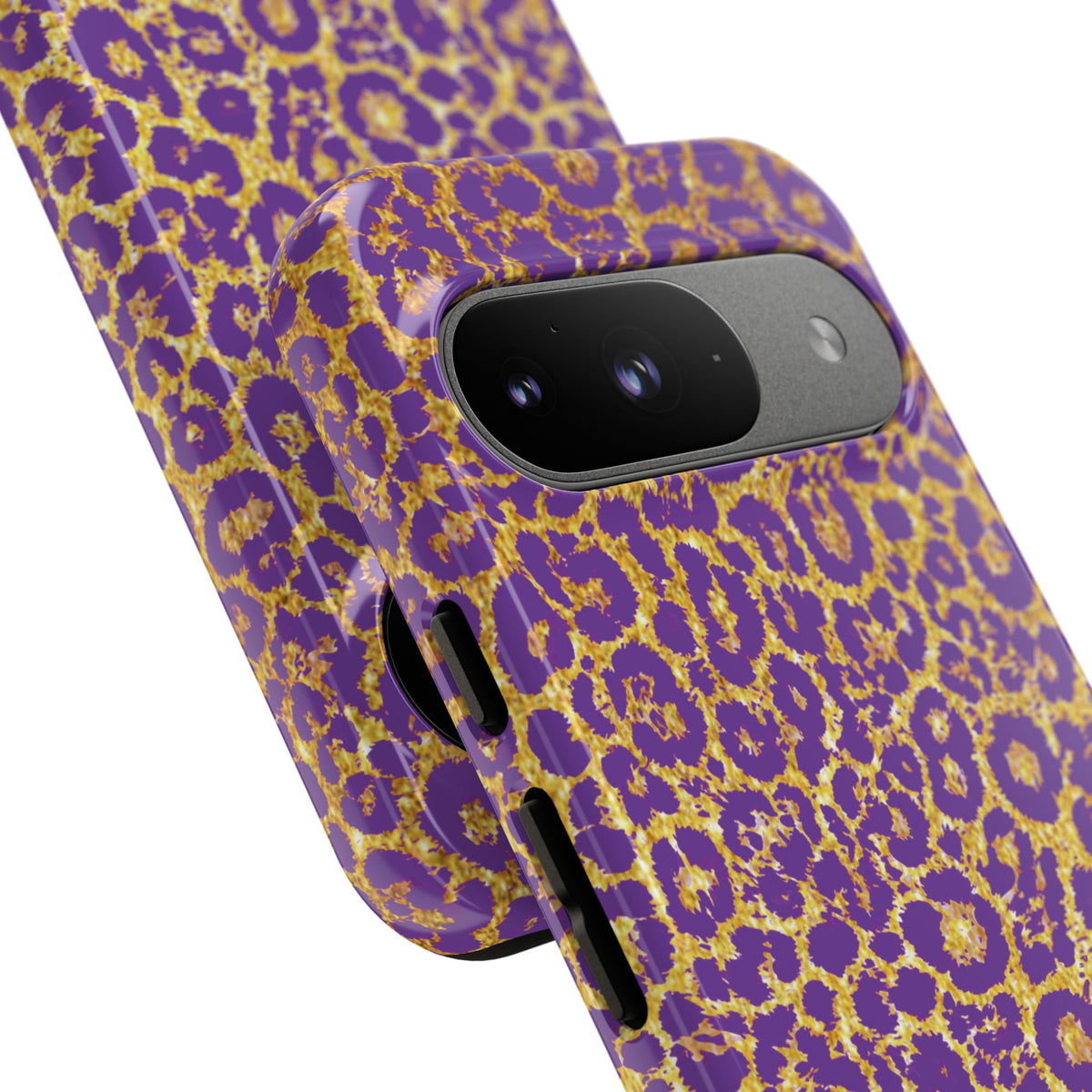 Purple Gold Leopard Tough Phone Case for iPhone, Galaxy, or Google Pixel