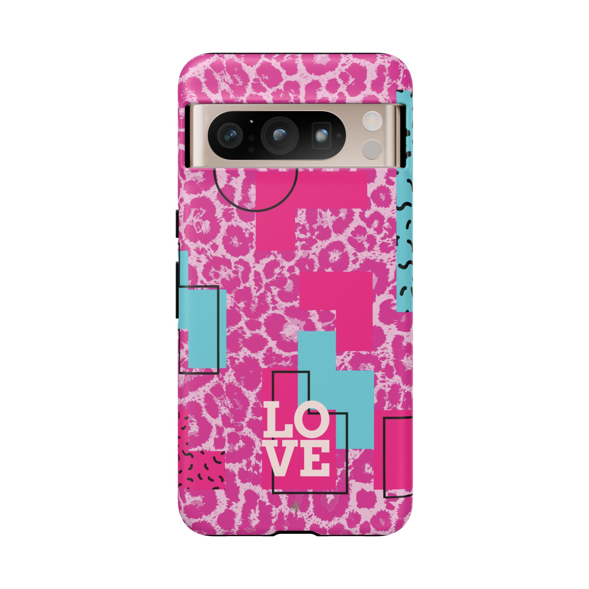 Retro Love Pink Leopard RG Tough Phone Case for iPhone, Galaxy, or Google Pixel
