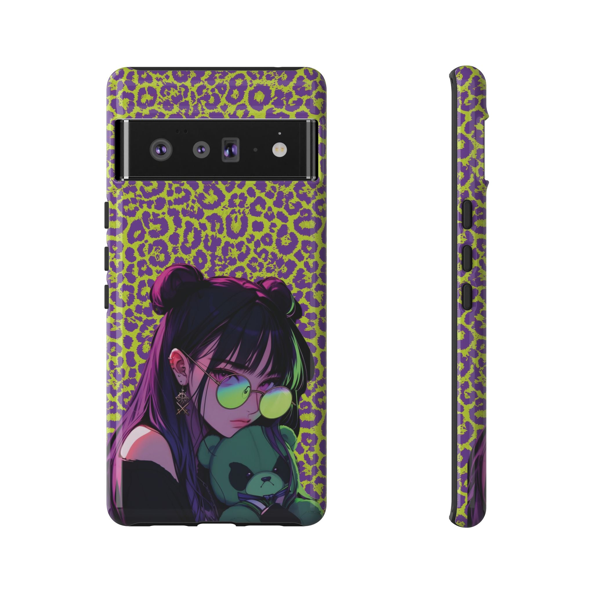 Purple Neon Lime Leopard Kz Tough Case for iPhone, Galaxy, or Google Pixel