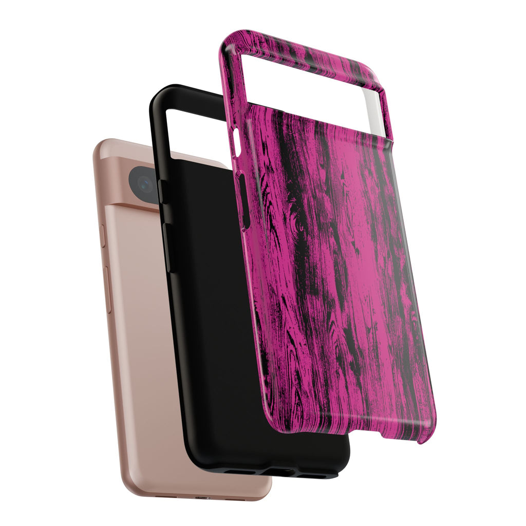 Hot Pink wood print Design Tough Phone Case for iPhone, Galaxy, or Google Pixel