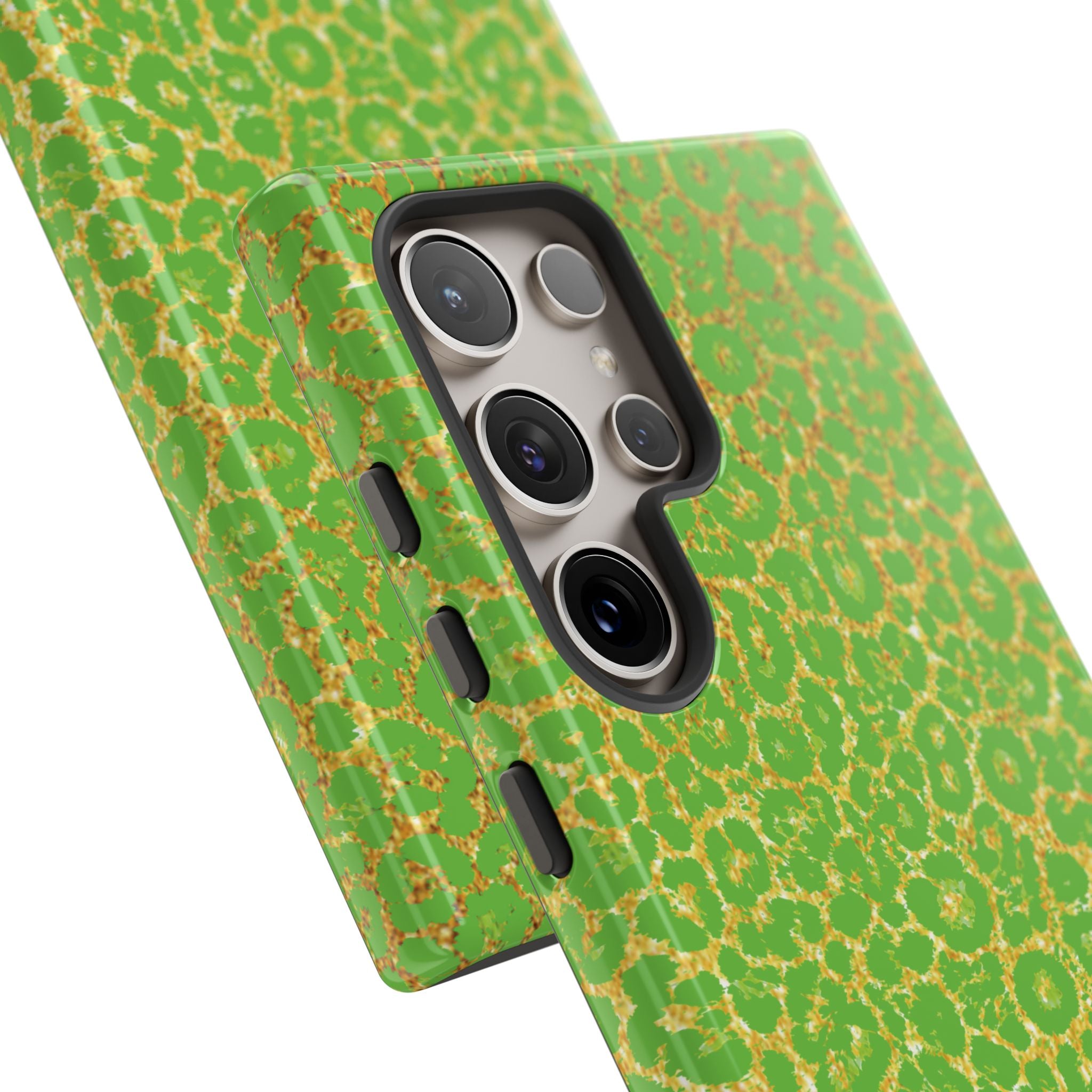 Neon Green Gold Leopard Tough Phone Case iPhone, Galaxy, or Google Pixel