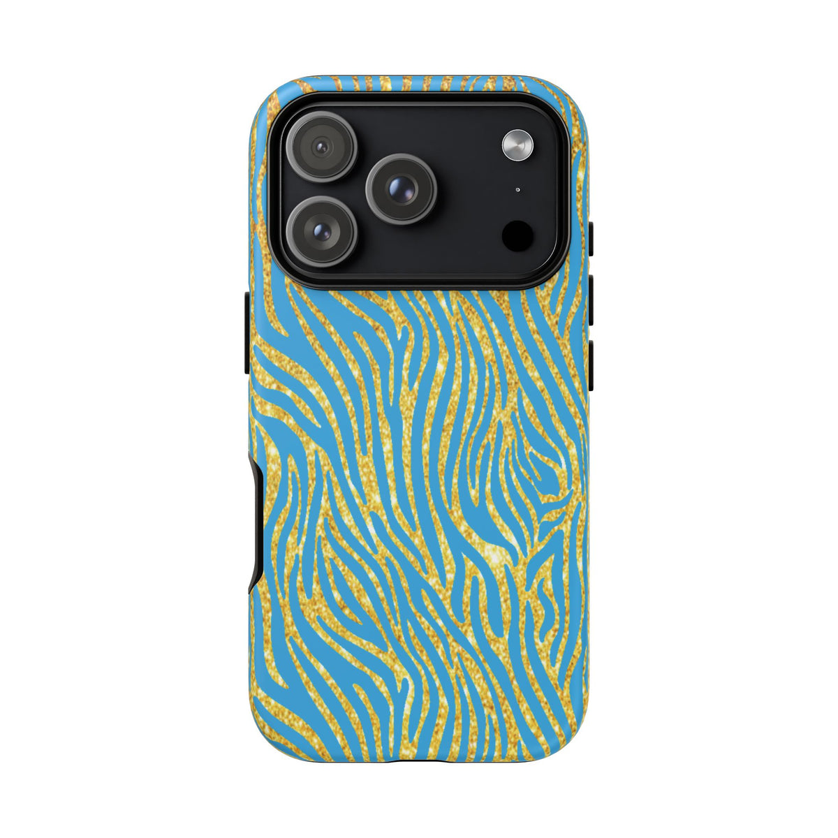Blue Gold Zebra Tough Case for iPhone, Galaxy, or Google Pixel