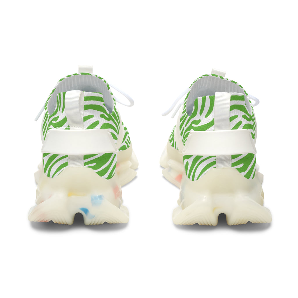 Neon Green Zebra Women's Mesh Sneakers