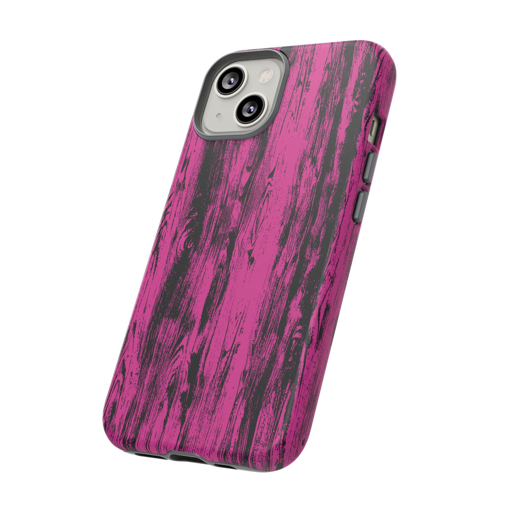 Hot Pink wood print Design Tough Phone Case for iPhone, Galaxy, or Google Pixel