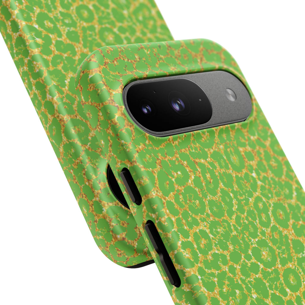 Neon Green Gold Leopard Tough Phone Case iPhone, Galaxy, or Google Pixel