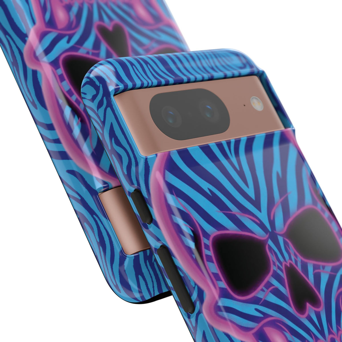 Neon Zebra Skull Tough Phone Case for iPhone, Galaxy, or Google Pixel