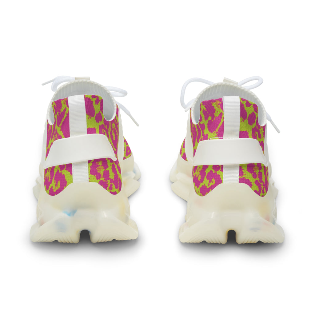 Neon Pink Lime Leopard Men's Mesh Sneakers