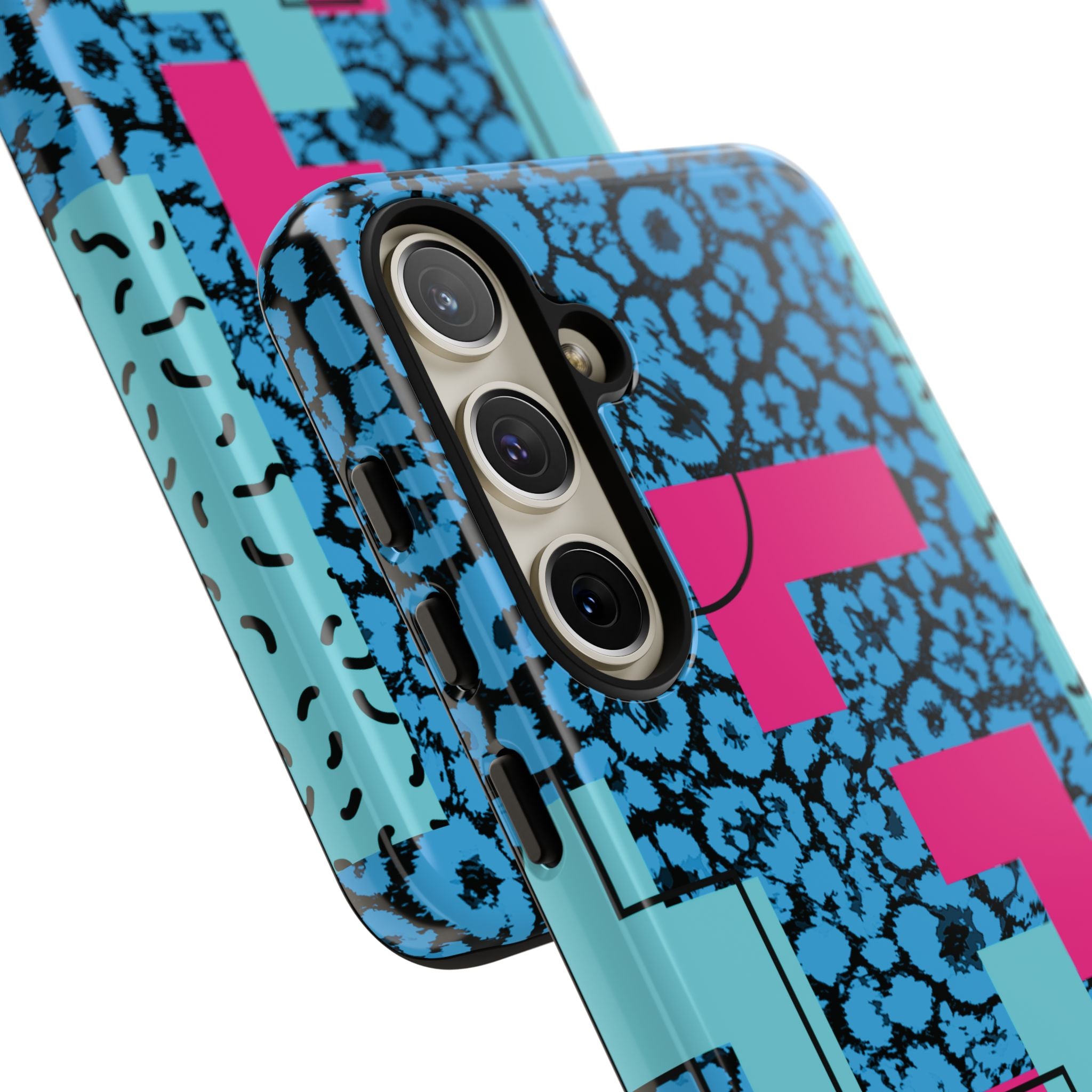 LOVE Blue Leopard 80s Vibe Tough Case for iPhone, Galaxy, or Google Pixel