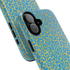 Blue Gold Leopard Tough Phone Case for iPhone, Galaxy, or Google Pixel