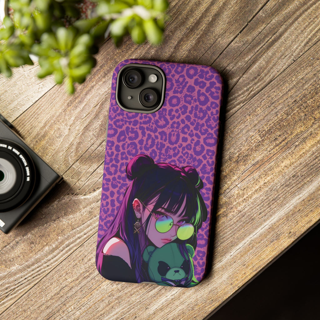 Purple Pink Leopard Kz iPhone, Galaxy and Google Tough Cases