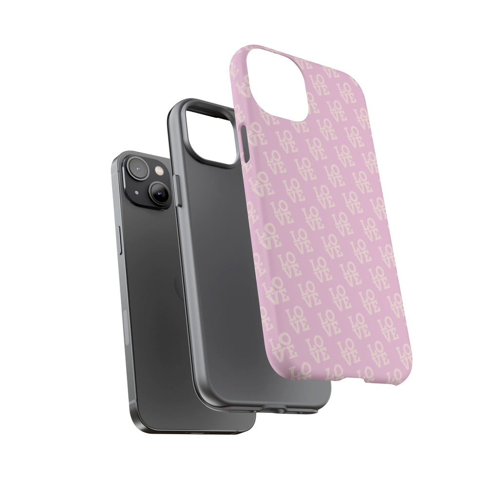 LOVE Pink Tough Phone Case for iPhone, Galaxy, or Google Pixel