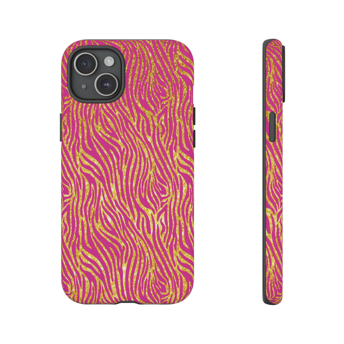 Pink Gold Zebra Print Tough Case for iPhone, Galaxy, or Google Pixel
